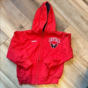 Reebok Kids Red NHL Capitals Zip-Up Hoodie Size 4T National Hockey League